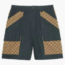 Gucci Cotton Canvas Bermuda GG Insert Shorts Dark Gray