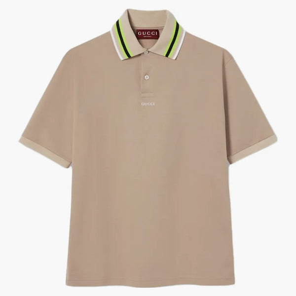 Gucci Cotton ricamo polo beige