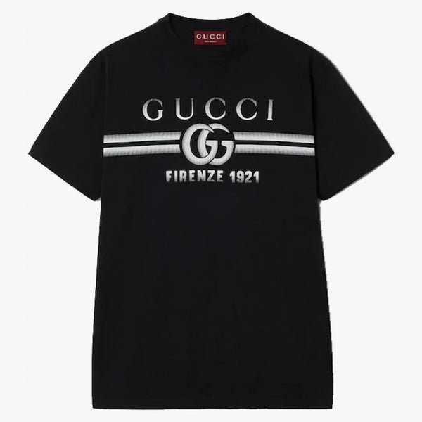 Gucci Cotton Jersey Gucci Print T-shirt czarny