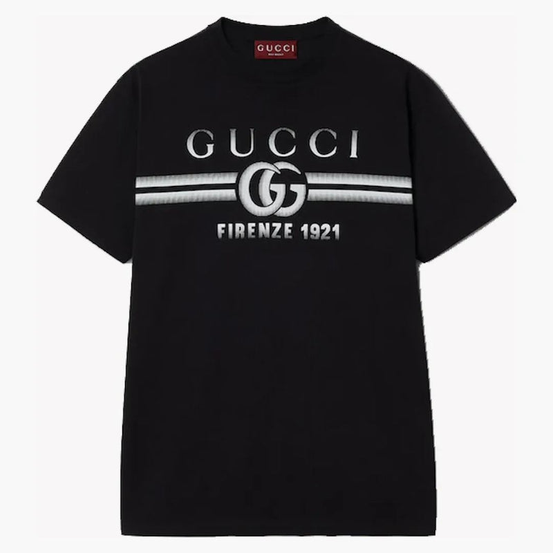 GUCCI Cotton Jersey Gucci Print tričko černé