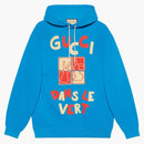 Gucci Cotton Jersey Hooded Sweatshirt Blue