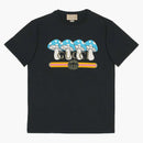 T-shirt z bawełny gucci z drukiem czarnym