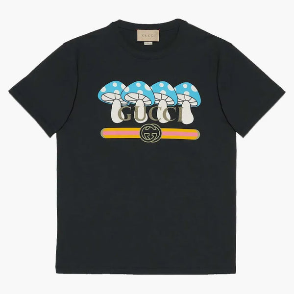 T-shirt in maglia di cotone Gucci con stampa nera