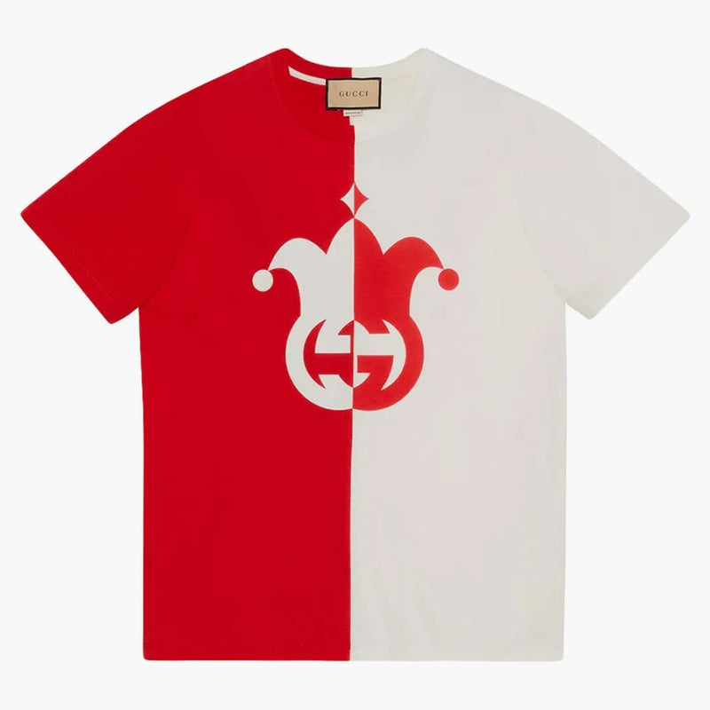 Gucci Cotton Jersey med Jester Print T-shirt röd/vit