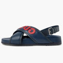 Gucci Cross Band Sandal Blue Red