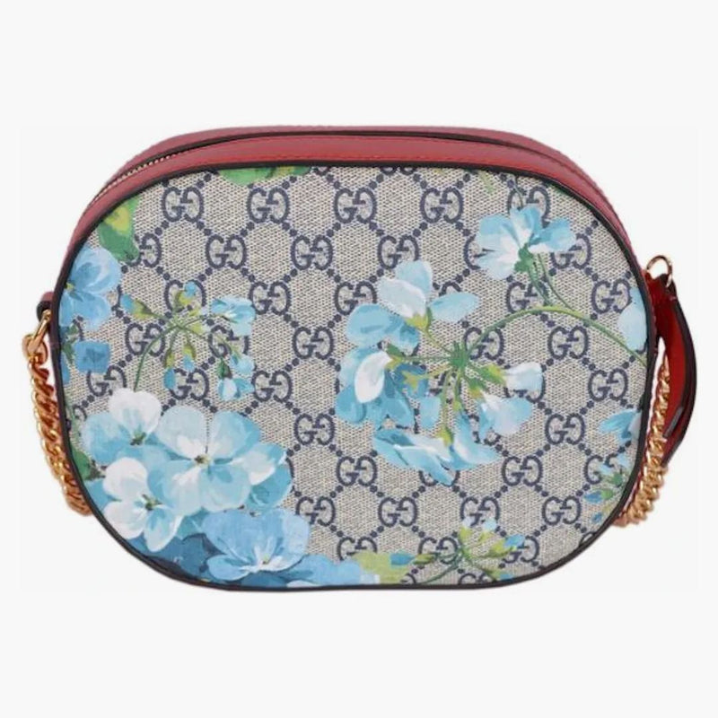 Gucci Chain Crossbody GG Supreme Blooms Chain Strap Small Blue/Red