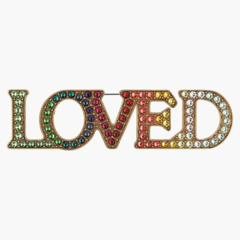 Gucci Crystal-Embellished Love Brooch Multi