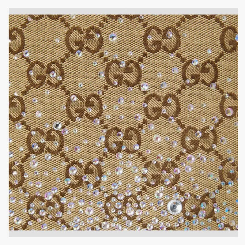 Gucci Crystals Embroidered Gg Canvas Mini Skirt Camel/brown
