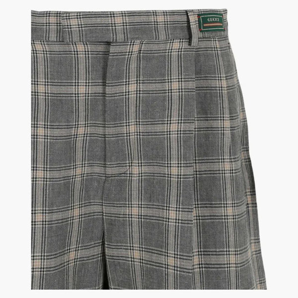 Gucci Cuffed Plaid Shorts Grey/beige