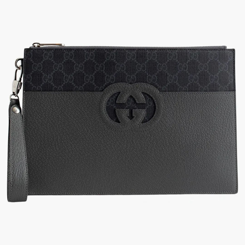 Gucci Cut Out Gg Pouch Gg Supreme Grey/black