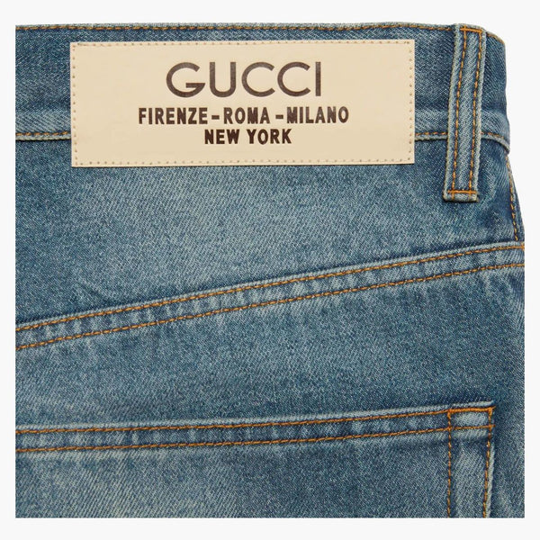 Gucci denim kalhoty se štítkem modrou