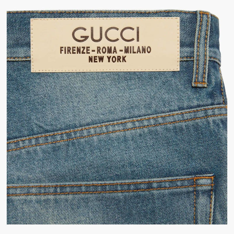 Gucci denim kalhoty se štítkem modrou