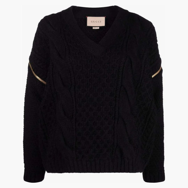 Gucci löstagbara ärmar stickade tröja svart
