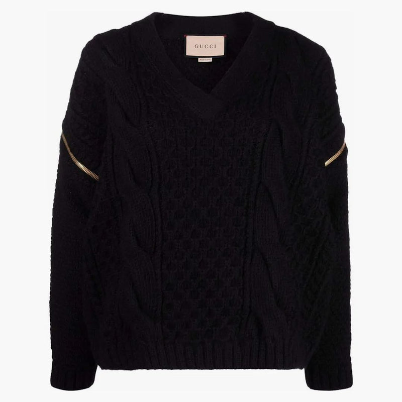 Gucci löstagbara ärmar stickade tröja svart