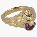 Gucci Diamond Amethyst Lion Head Ring Gold