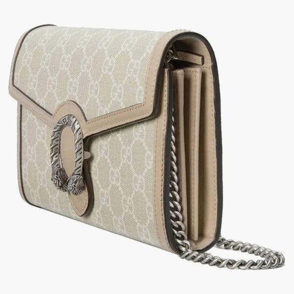 Gucci Dionysus Chain Wallet Beige/white