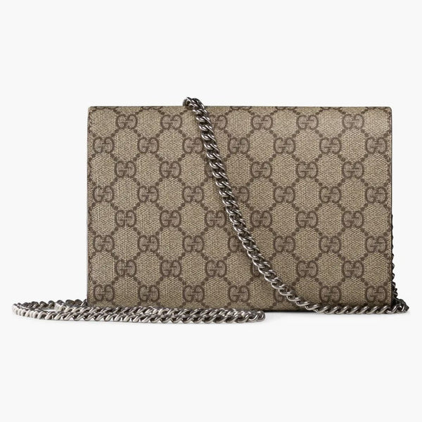 Gucci Dionysus Chain Wallet Gg Supreme Beige/ebony