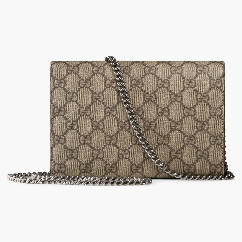 Gucci Dionysus Chain Wallet Gg Supreme Beige/ebony