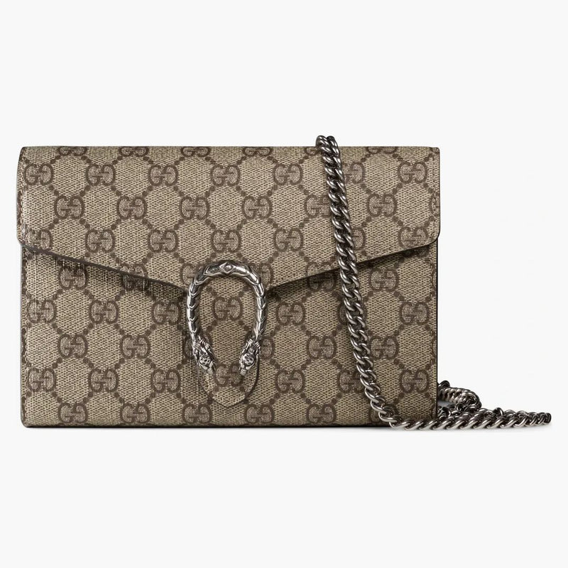 Gucci Dionysus Chain Wallet Gg Supreme Beige/ebony