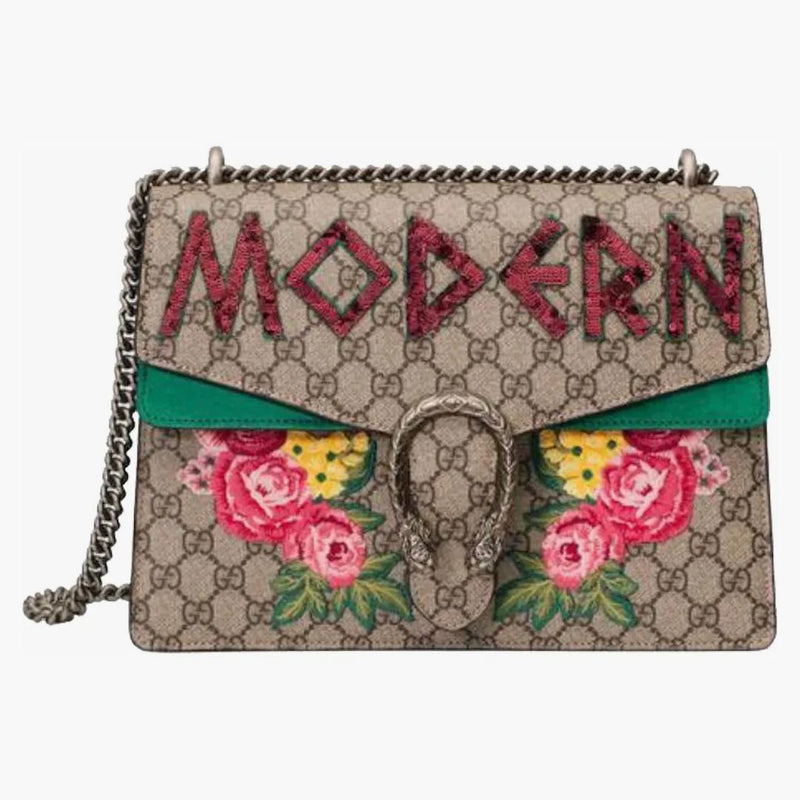 Gucci Dionysus Shoulder Bag Gg Supreme Modern Medium Green