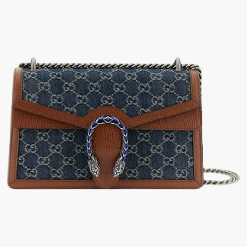 Gucci Dionysus Shoulder Bag Small GG Jacquard Blue/Ivory/Brown