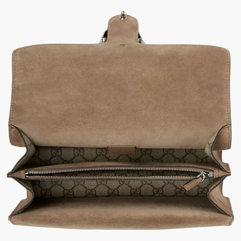 Gucci Dionysus axelväska liten GG Supreme Beige/Ebony