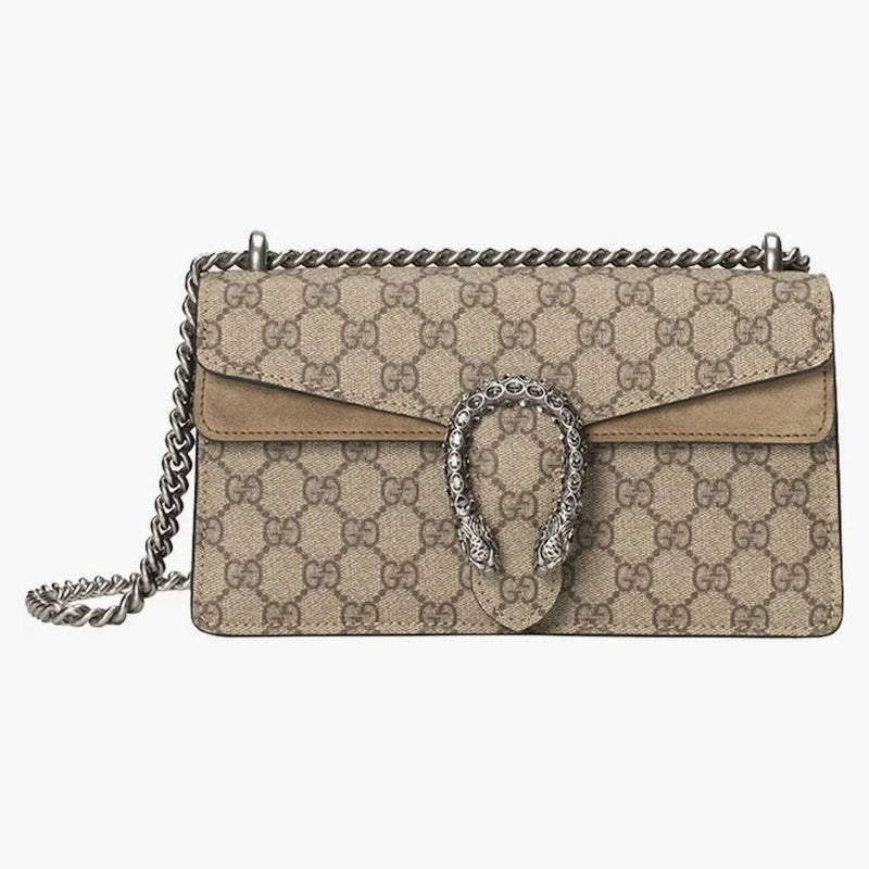 Gucci Dionysus axelväska liten GG Supreme Canvas Beige/Ebony