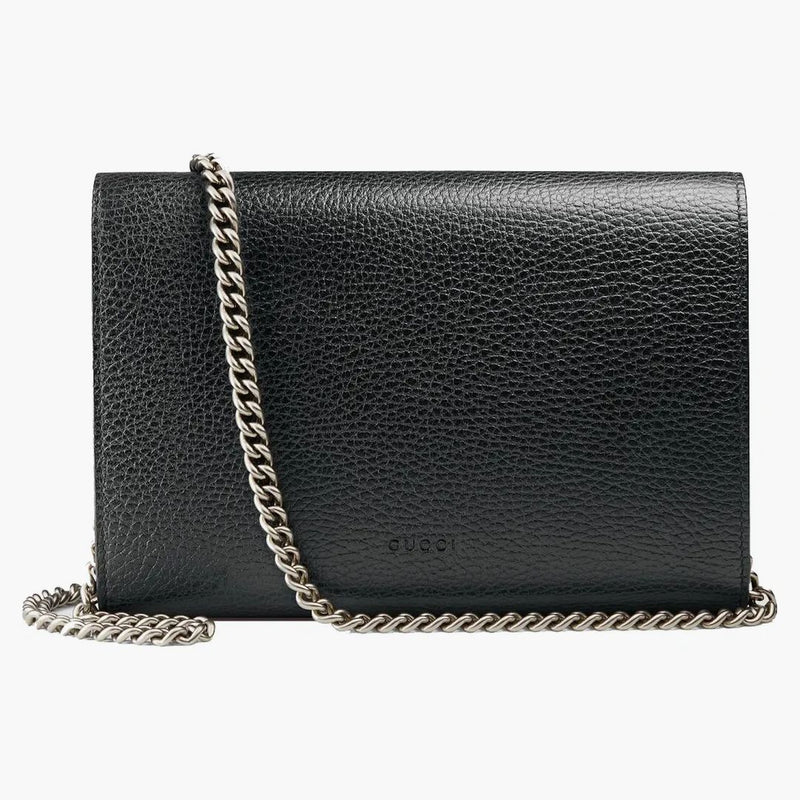 Portafoglio Gucci Dionysus su Mini Nero in pelle a catena