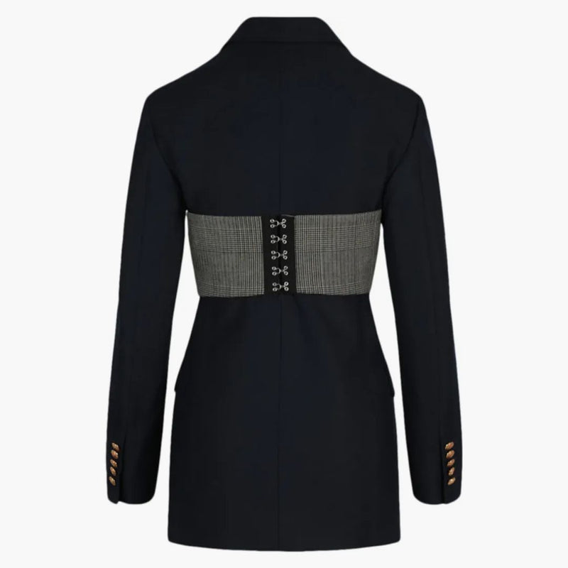 Gucci Double Breasted Corset Blazer Navy