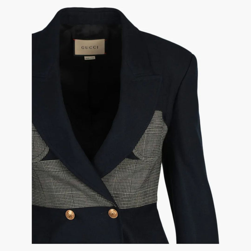 Gucci Double Breasted Corset Blazer Navy
