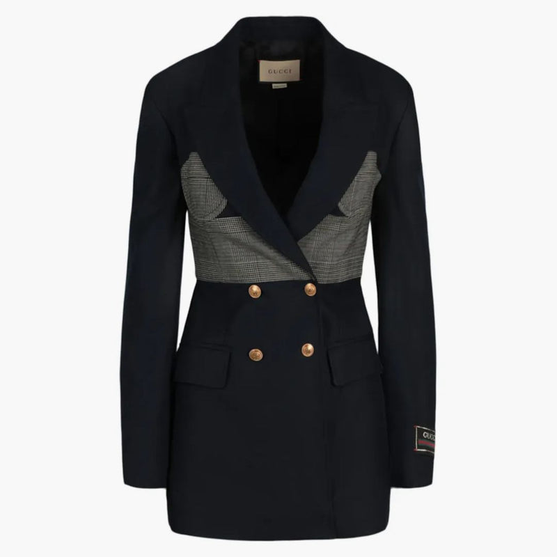 Gucci Double Breasted Corset Blazer Navy