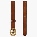 Gucci Double G Antique Brass Buckle Leather Belt Brown