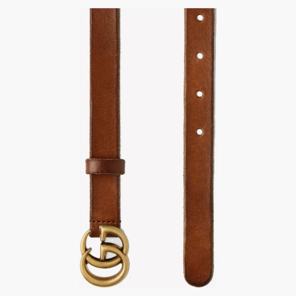 Gucci Doble G Antigua de cuero de hebilla de latón antiguo marrón