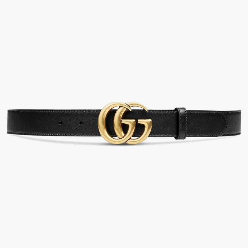 Gucci Doble G Buckle Buckle Leather Belt Antique Brass Hebilla 1 Ancho Negro