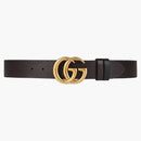 Gucci Double G Brass Buckle Reversible Textured Leather Belt 1.5w Black/brown