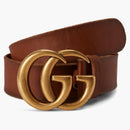 Gucci doppia g oro cinghia in pelle oro 1,5 larghezza marrone