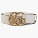 Gucci Double G Gold Buckle Leather Belt 1.5 Width White