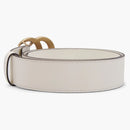 Gucci Double G Gold Buckle Leather Belt 1.5 Width White