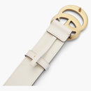 Gucci Double G Gold Buckle Leather Belt 1.5 Width White