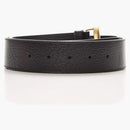 Gucci Double G Gold Buckle Textured Leather Belt 1.5 Width Black