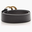 Gucci Double G Gold Buckle Textured Leather Belt 1.5 Width Black