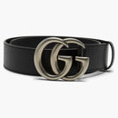 Gucci Double G Silver Buckle Textured Leather Belt 1.5 Width Black