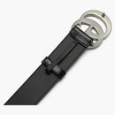 Gucci Double G Silver Buckle Textured Leather Belt 1.5 Width Black