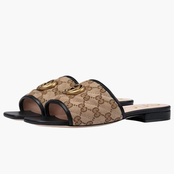 Gucci Double G Slide Sandal Black Canvas