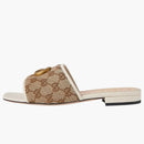 Gucci Double G Slide Sandál bílé plátno