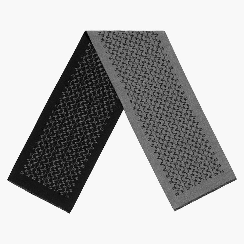 Gucci Double Jacquard GG Wool Scarf Dark Grey/Black
