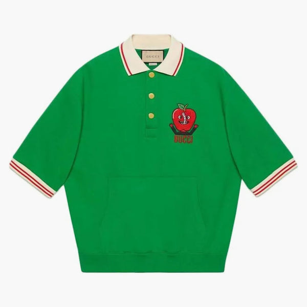 Gucci haftowane logo jabłkowe koszulka polo zielona
