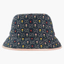 Gucci Embroidered Flower Denim Bucket has Blue Multi