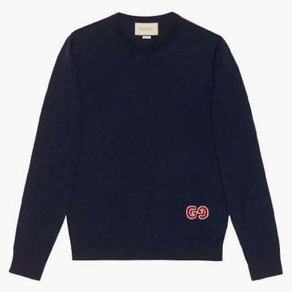 GG Jumper Navy ricamato Gucci