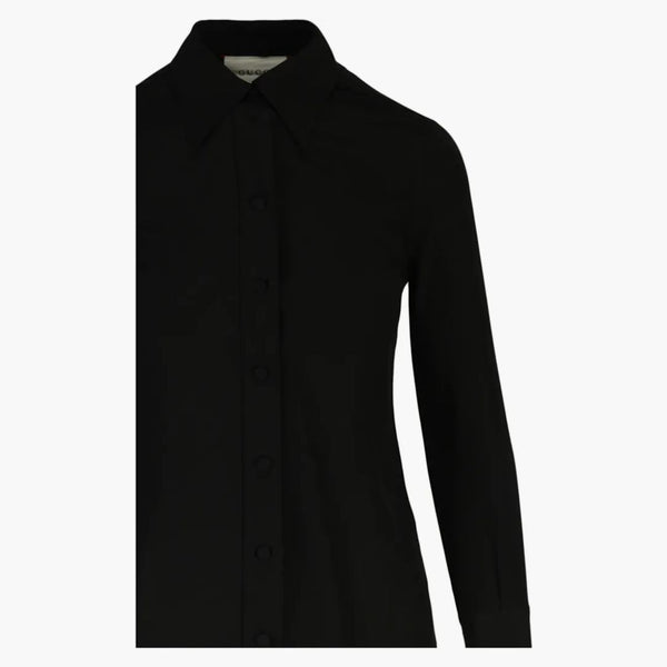 Gucci broderad logotyp långärmad blus svart